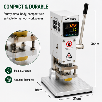 WT-90DS Digital Hot Stamping Machine – Compact & Durable Heat Press for Leather, PU, Paper, Plastic