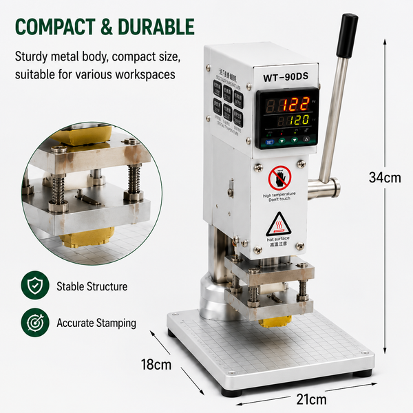 WT-90DS Digital Hot Stamping Machine – Compact & Durable Heat Press for Leather, PU, Paper, Plastic